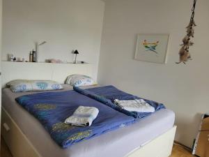 Cama ou camas em um quarto em Welcome at Elvira's Haus im Linzer Süden mit Garten und Kinderspielplatz