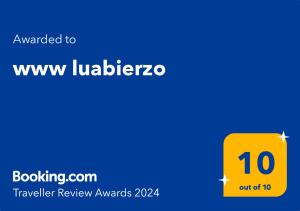 Ett certifikat, pris eller annat dokument som visas upp på www luabierzo