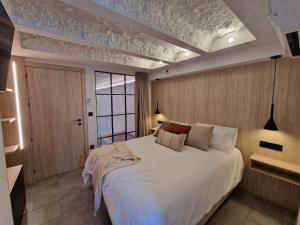 a bedroom with a large white bed in a room at Casa do Barqueiro TREIXADURA in Castrelo de Miño