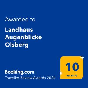 Certificat, premi, rètol o un altre document de Landhaus Augenblicke Olsberg