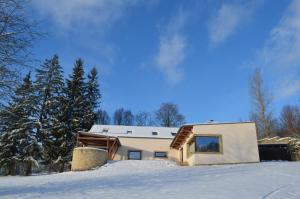 a house in the snow with trees at Vila Stašov in Polička