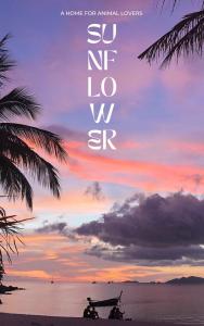 een poster voor een film met een strand met een zonsondergang bij Sunflower Guesthouse and Animal Rescue - Koh Lipe in Ko Lipe