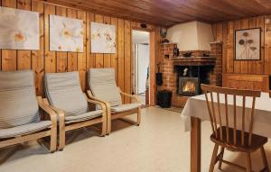 sala de estar con 2 sillas y chimenea en Gorgeous Home In Orsa With Kitchen en Orsa