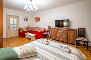 Televisor o centre d'entreteniment de Just another comfy apartment on the main squere. 2 bedrooms, own heating, AC