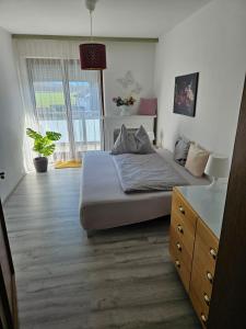 安尼夫的住宿－Apartment Valerie - Villa Mühlei Alterbachstr 9，一间卧室配有一张床和一个梳妆台