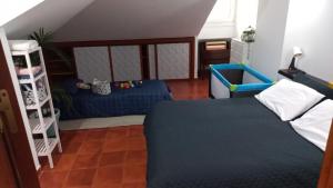 a bedroom with two beds and a ladder in it at Cantabria, terraza y vistas. in El Astillero