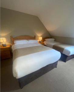 a hotel room with two beds and two lamps at Dingle Harbour Nights - Room Only in Dingle