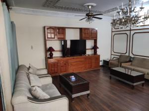 a living room with a couch and a tv at Askari Gold Crest in Peshawar