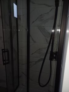 een douche met een slang in de badkamer bij Pstrągowe Zacisze in Korczyna