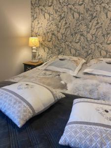 1 dormitorio con 2 almohadas en Maison Pyrénées en Saint-Aventin