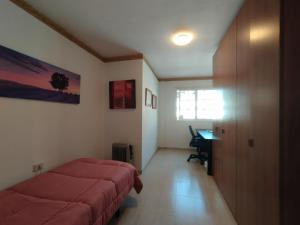 1 dormitorio con cama y escritorio. en Casa El Sentir en Sauzal