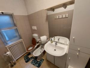 a small bathroom with a sink and a toilet at Carpe Diem in Treviso