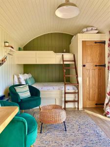 a bedroom with a bunk bed and a ladder at Bailey's Hideaway in Portadown
