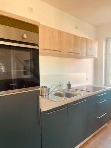 Kuchyň nebo kuchyňský kout v ubytování Lichtdurchflutetes Apartment mit Balkon
