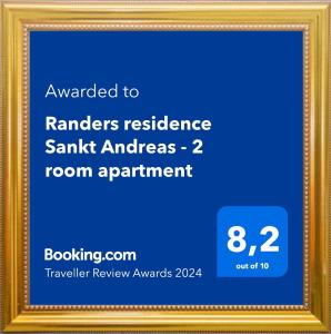 Certifikát, hodnocení, plakát nebo jiný dokument vystavený v ubytování Randers residence Sankt Andreas - 2 room apartment