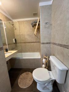 een badkamer met een toilet, een wastafel en een bad bij 2 amb,palermo,centrico,pileta,sum,nuevo,luminoso,climatizado,excelente in Buenos Aires