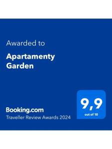 Certifikát, hodnocení, plakát nebo jiný dokument vystavený v ubytování Apartamenty Garden