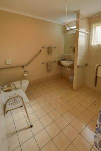 a bathroom with a toilet and a sink at Tambo Mill Motel & Caravan Park in Tambo