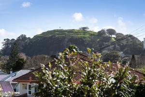 uma colina verde à distância com casas e árvores em Prime Location! 4BR Sunny Character Home near CBD Auckland em Auckland