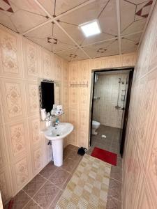 a bathroom with a sink and a toilet at Hiking break 