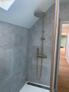 a shower stall in a bathroom with a shower at La marée in Étaples