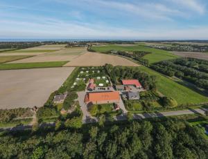 an aerial view of a large estate with a house at Chalet 't Zwaluwnest in Aagtekerke