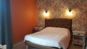 ThiézacにあるLe Castel du Cantal Groupe Village Faniのベッドルーム1室(ベッド1台、ナイトスタンド2台付)