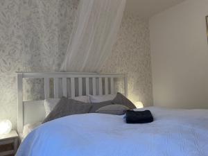 Postel nebo postele na pokoji v ubytování Haus mit Garten