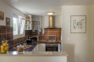 eine Küche mit einer Spüle und einem Herd Top-Backofen in der Unterkunft Sea View House Sanja With Terrace - Happy Rentals in Vela Luka
