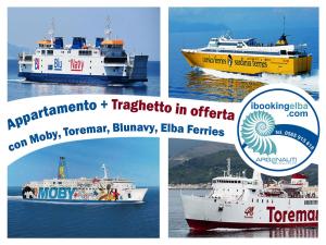 tre diverse foto di barche nell'acqua di Attico Ta Rosalba a Porto Azzurro