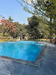 een groot blauw zwembad in een park bij Grand Celebration Resort in Neral