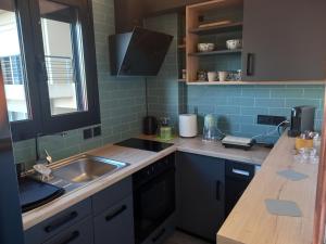 a kitchen with a sink and a counter top at Studio Mayer in Patra