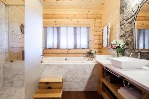 Koupelna v ubytování Hidden Vista Lodge hot tub game room views! + 48 fotografií