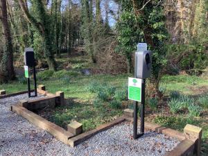 two parking meters in a park with trees in the background at Gleann Fia Country House in Killarney
