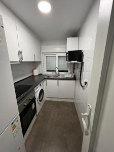 a small kitchen with a sink and a dishwasher at Apartamento en Zaragoza junto a la Estación Delicias in Zaragoza