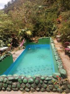 una piscina vuota nel mezzo di un giardino di Country House Chulumani a Chulumani