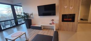 Televízia a/alebo spoločenská miestnosť v ubytovaní Triventi Apartament Rajski
