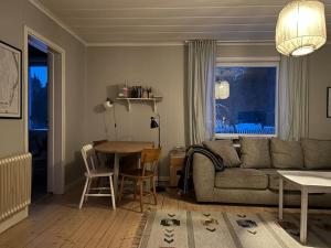 a living room with a couch and a table at Edänge 61 in Ljusdal
