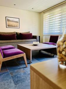 uma sala de estar com um sofá e uma mesa de centro em La Sofia Apart & Wines em Mendoza