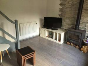 a living room with a television and a stove at Maison de 3 chambres avec terrasse et wifi a Blere in Bléré