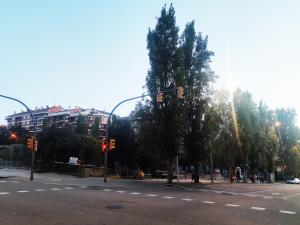 an intersection with a street with traffic lights and trees at ArtStudio Double in Manresa