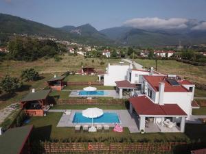 an aerial view of a house with a swimming pool at OLYMPUS Paradise 3 in Skotina