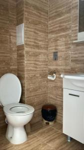 ein Bad mit einem WC und einem Waschbecken in der Unterkunft БЯЛАТА КЪЩА in Kirkowo