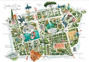 a map of a park with people and attractions at Habitacion de lujo *Baño Privado* Zona Centro in Madrid