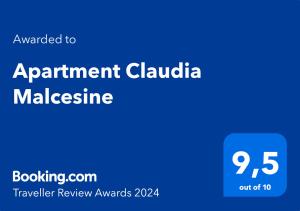een blauw bord met de woorden afspraak cluota malibu reisbeoordeling bij Apartment Claudia Malcesine in Malcesine