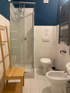 a bathroom with a shower and a toilet and a sink at Charming Canonica Apartments in Milan