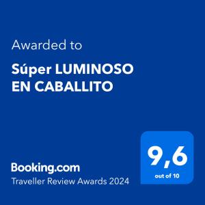 Certifikát, ocenenie alebo iný dokument vystavený v ubytovaní Súper Luminoso en Caballito