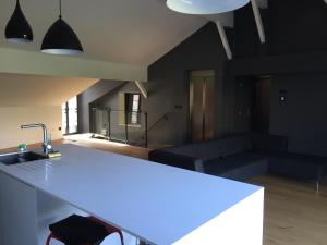 cocina y sala de estar con encimera blanca en Home Town Center, en Auch 3 fotos más