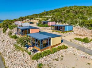 an aerial view of a house on the beach at Sea view SanNor by Vellaris, Luxury Mobile Home in Mali Lošinj
