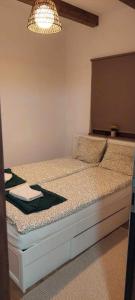 una camera da letto con un letto illuminato di Aqua Garden a Miercurea-Ciuc